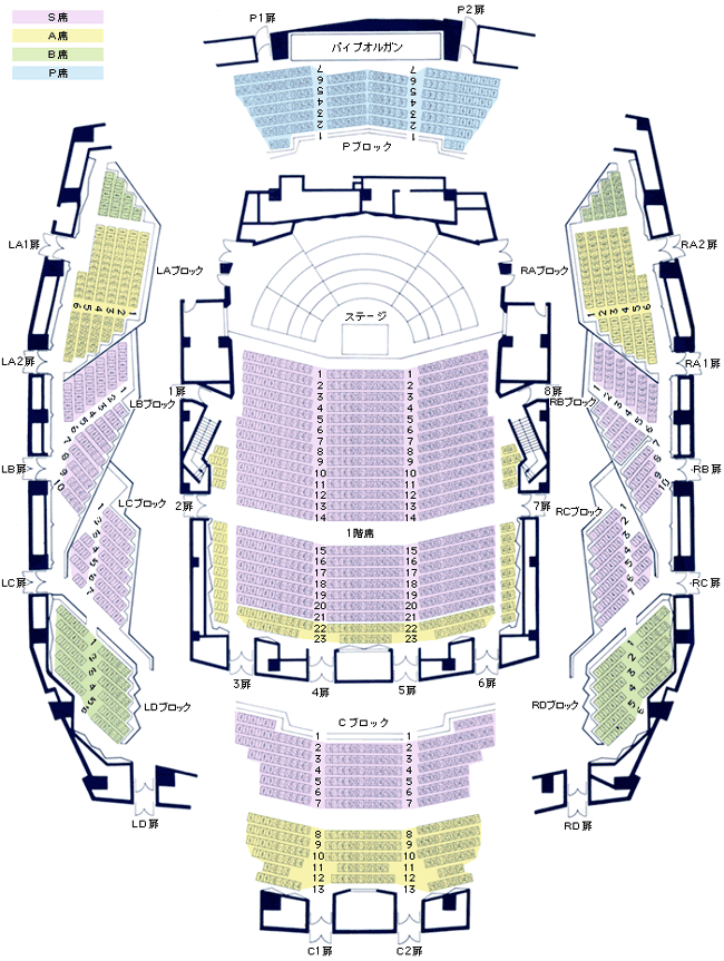 サントリーホール プロムナードコンサート座席表｜東京都交響楽団
